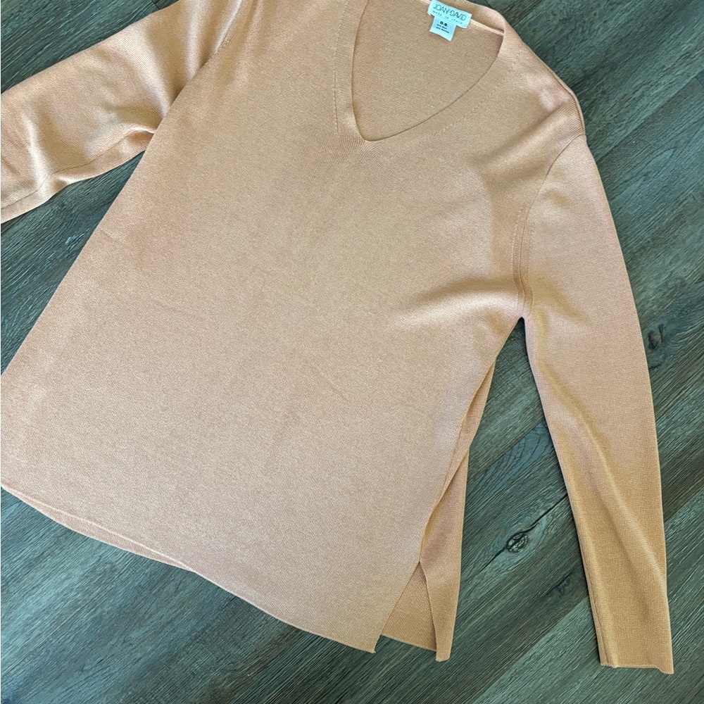 Orange Silk V-Neck Sweater
